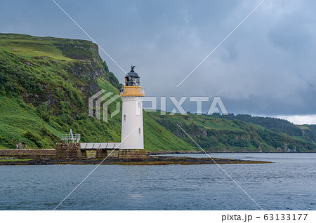 Island of Mull north cape green hills and Tobermory lighthouse Island of Mull north cape green hills and Tobermory lighthouse 63133177
