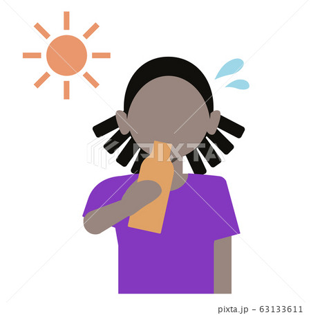 暑い日に水分補給をする女性のイラスト素材