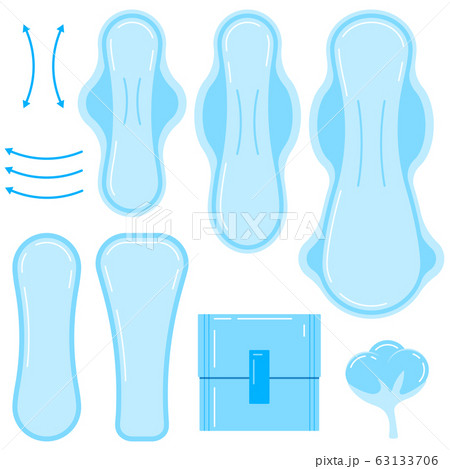 Sanitary napkin, women menstrual pad icon vector set isolated on white background. Sanitary napkin, women menstrual pad icon vector set isolated on white background. 63133706