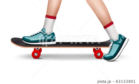 Legs On Skateboard Realistic Compositionのイラスト素材