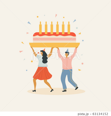 people with a large cake and candles vector illustration people with a large cake and candles vector illustration 63134152