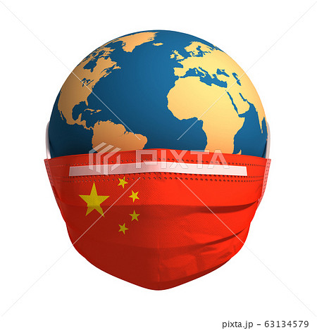 Earth In Medical Mask With Flag Of China Earth In Medical Mask With Flag Of China 63134579