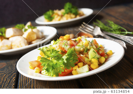 bulgur with meat and vegetables bulgur with meat and vegetables 63134854