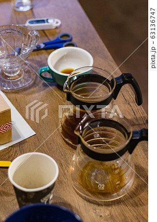 Glasses with brewed coffee. Stylish accessories and items for alternative coffee Glasses with brewed coffee. Stylish accessories and items for alternative coffee 63136747