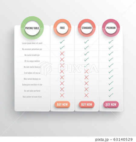 Comparison pricing list. Comparing price or product plan chart compare products business Comparison pricing list. Comparing price or product plan chart compare products business 63140529