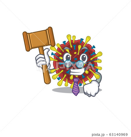 Charismatic Judge corona virus molecule cartoon character design wearing cute glasses 63140969