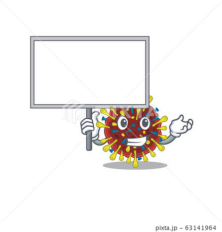 Corona virus molecule cute cartoon character bring a board 63141964
