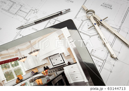 Computer Tablet Showing Kitchen Illustration  63144713