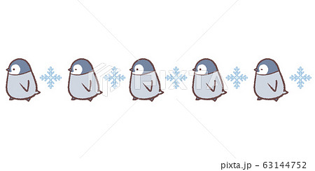 ペンギンヒナ歩くライン雪のイラスト素材
