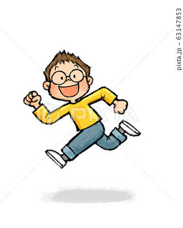 ジャンプする子供a 3 男の子 のイラスト素材