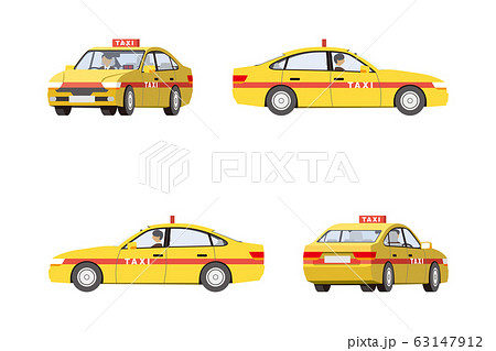 タクシー セダン 車 イラスト セットのイラスト素材