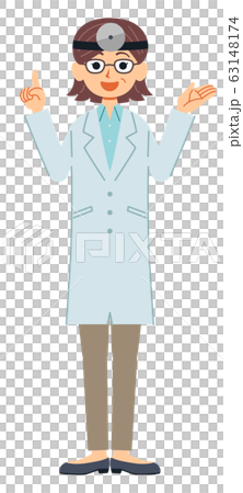 A middle-aged female doctor wearing a white robe (frame mirror) A middle-aged female doctor wearing a white robe (frame mirror) 63148174