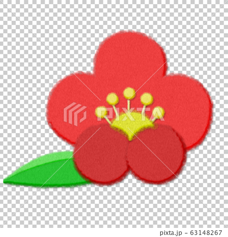フェルト風イラスト素材 梅の花のイラスト素材