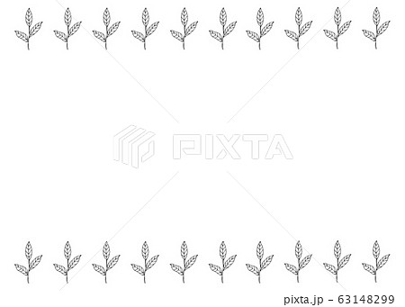 葉っぱ モノクロ フレームのイラスト素材
