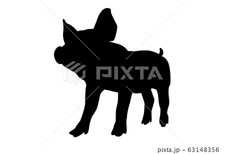 動物シルエット動物園ブタ2のイラスト素材