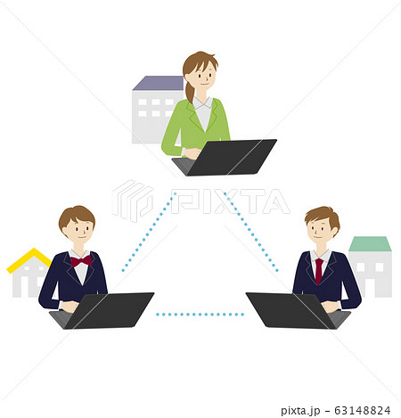 男子学生と女子学生がオンライン学習をしているイラスト 男子学生と女子学生がオンライン学習をしているイラスト 63148824