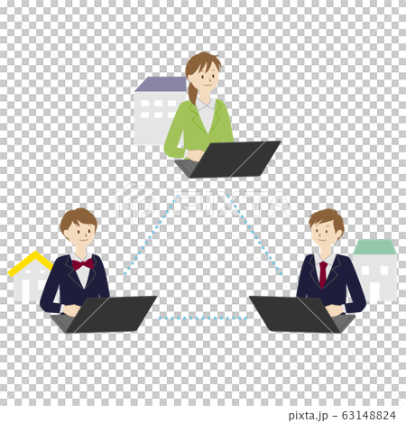 男子学生と女子学生がオンライン学習をしているイラスト 男子学生と女子学生がオンライン学習をしているイラスト 63148824