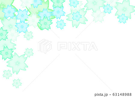 桜背景 濃い水色 のイラスト素材 6314