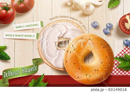 Delicious Wheat Bagels Adsのイラスト素材