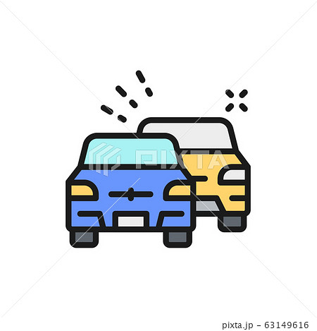 Overtaking, car traffic jam flat color line icon. Overtaking, car traffic jam flat color line icon. 63149616