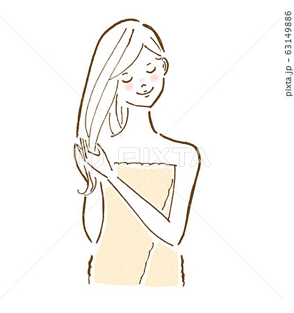 トリートメントをする女性のイラスト素材