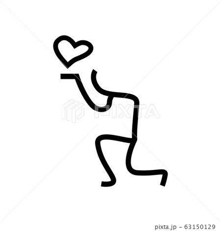Line art illustration of a man giving his heart. Vector icon Line art illustration of a man giving his heart. Vector icon 63150129