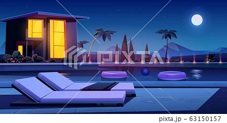 House and swimming pool at night House and swimming pool at night 63150157