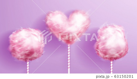Candy cotton heart shaped on pink striped stick Candy cotton heart shaped on pink striped stick 63150201