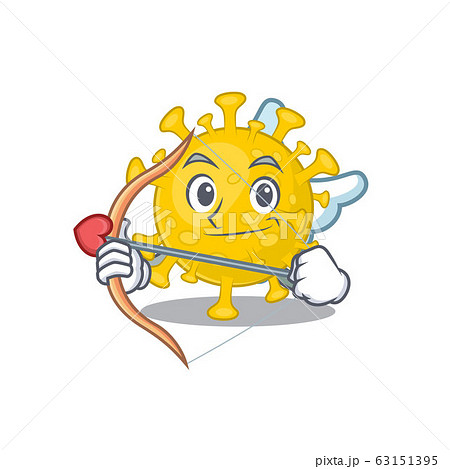 Romantic picture of corona virus diagnosis Cupid cartoon character with arrow and wings Romantic picture of corona virus diagnosis Cupid cartoon character with arrow and wings 63151395