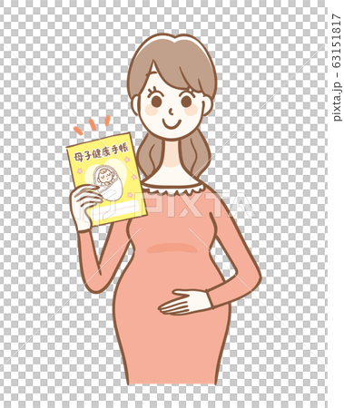 母子手帳を持った妊婦 63151817