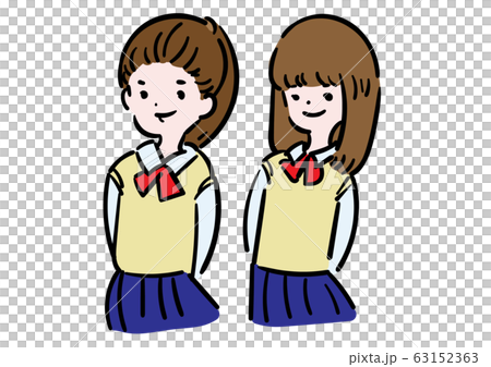 学生 女の子 仲良しのイラスト素材