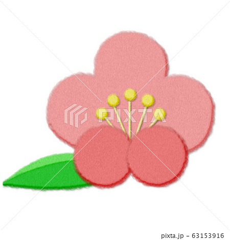 フェルト風イラスト素材 桃の花のイラスト素材
