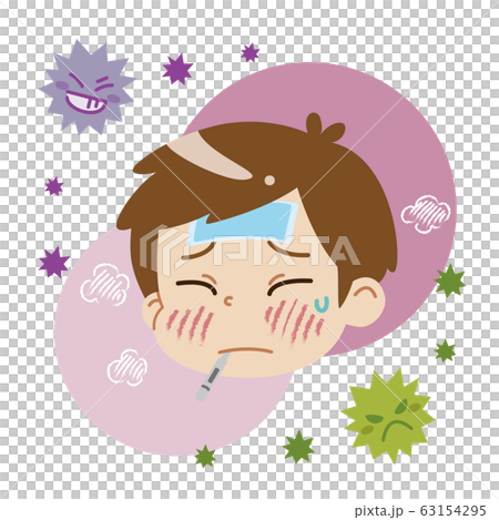 A boy with a fever and a virus A boy with a fever and a virus 63154295
