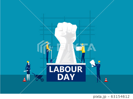 people Labor Day card on city construction background 63154612