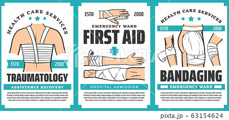 First aid and trauma wound bandaging posters First aid and trauma wound bandaging posters 63154624