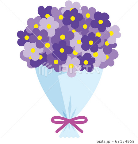 シンプルな紫の花束のイラスト素材