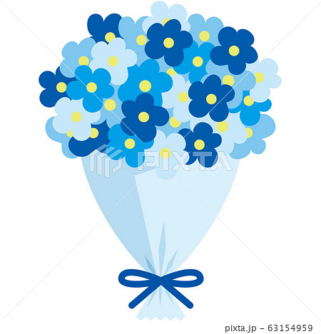 シンプルな青の花束のイラスト素材