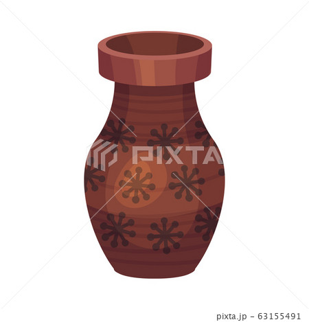 Ceramic Vessel or Vase with Design and Wide Neck Vector Illustration 63155491