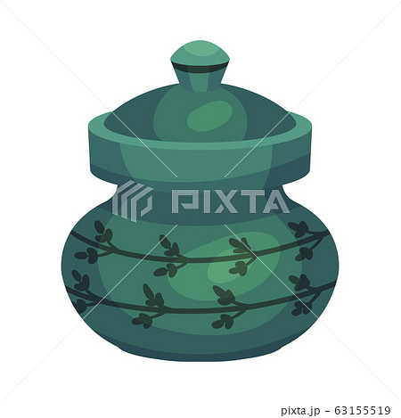 Ceramic Vessel or Container with Handle for Interior and Kitchen Use Vector Illustration 63155519