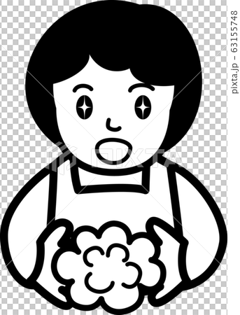 Handwashing Women Mom Prevention and measures Coronavirus cold flu Black and white line drawing 63155748