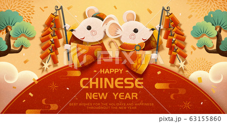 White mice holding firecrackers 63155860