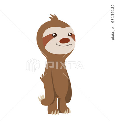 Cute Baby Sloth Standing Vector Funny Sloth のイラスト素材