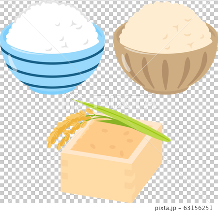 白米、玄米と升に入った米 63156251