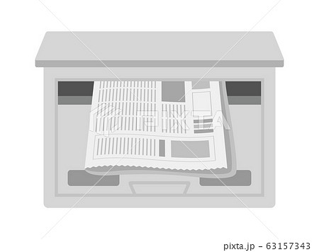 郵便受けに入った新聞のイラスト 63157343