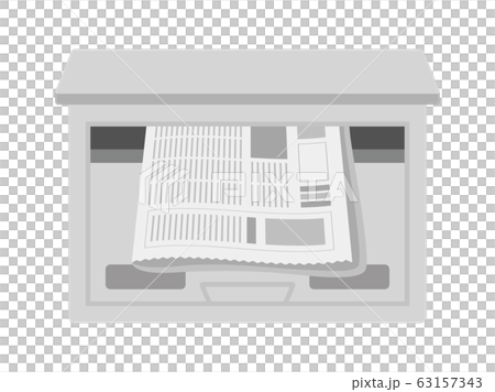 郵便受けに入った新聞のイラスト 63157343