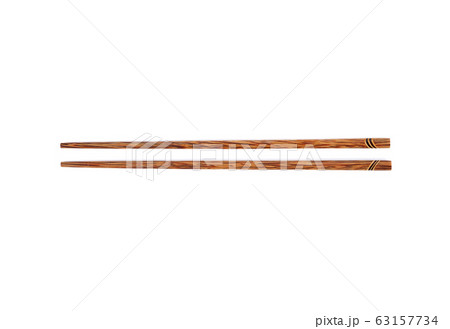 Wooden chopsticks isolated on white background 63157734