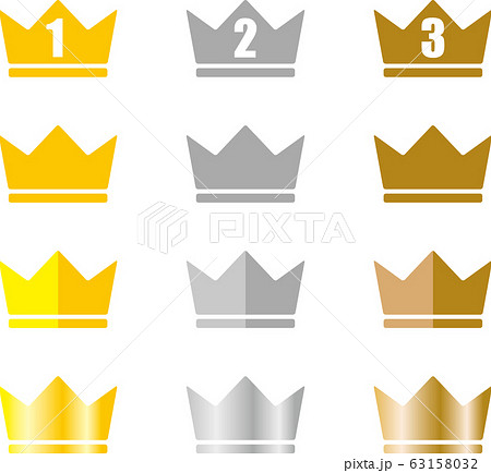 金 銀 銅 王冠 ランキング アイコン ベクターイラストのイラスト素材