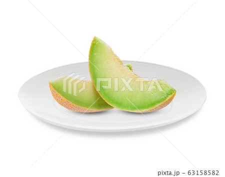 cantaloupe melon on white plate cantaloupe melon on white plate 63158582