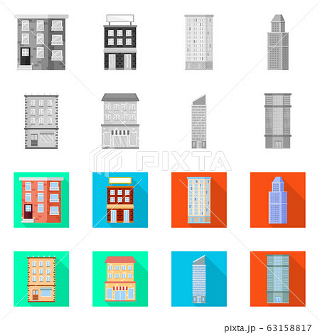 Isolated object of municipal and center sign. Set of municipal and estate stock symbol for web. 63158817