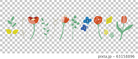 色々な春の植物の手書き装飾セット 63158896